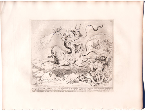 original James Gillray etchings Presages of the Millenium; with the Destruction of the Faithful